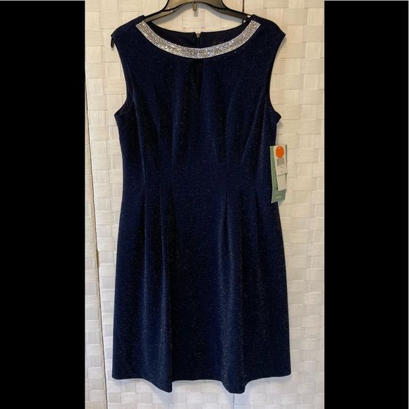 Scarlett Navy Rhinestone Cocktail Dress 10 NWT - Picture 4 of 9
